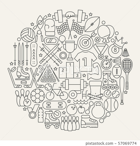 Sport Line Icons Circle 57069774