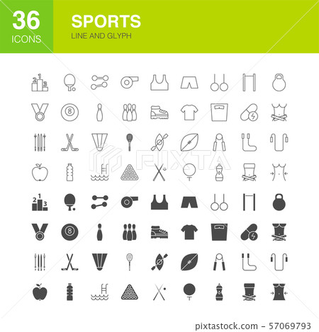 Sports Line Web Glyph Icons 57069793