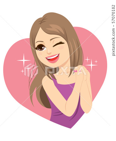 Beautiful young charming teenager woman winking eye Beautiful young charming teenager woman winking eye 57070182