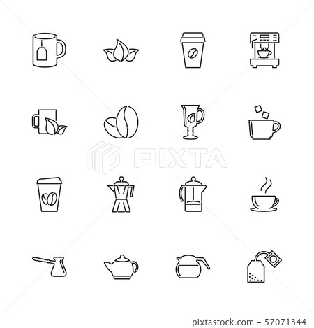 Tea and Coffee - Flat Vector Icons - Stock Illustration [57071344] - PIXTA