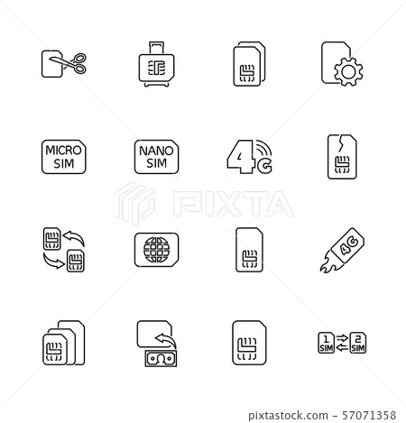 Sim Cards - Flat Vector Icons Sim Cards - Flat Vector Icons 57071358
