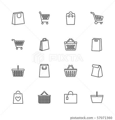 Shopping Bags - Flat Vector Icons Shopping Bags - Flat Vector Icons 57071360