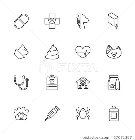 Pet Vet - Flat Vector line Icons 57071397