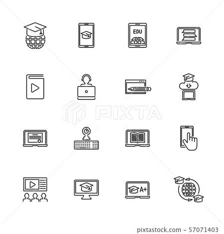 Online Education - Flat Vector line Icons - Stock Illustration ...