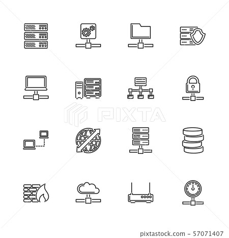 Network Servers - Flat Vector line Icons - Stock Illustration [57071407 ...