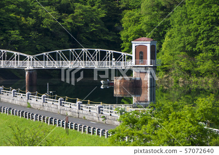 Intake tower of fresh green village Yamagami reservoir, Lake Tama 57072640
