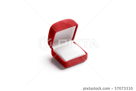 Blank red velvet opened ring box mockup, isolated Blank red velvet opened ring box mockup, isolated 57073310