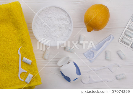 Different tools for cleaning teeth. Different tools for cleaning teeth. 57074299