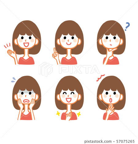 女性的面部表情變化 女性的面部表情變化 57075265