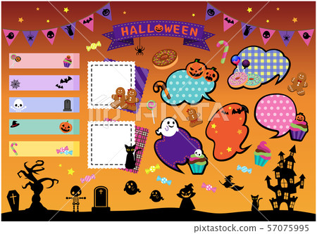 Halloween balloons, notes, sticky notes (no letters) 57075995
