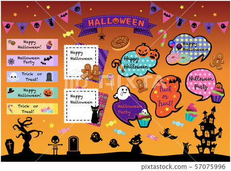 Halloween balloons, notes, sticky notes (with letters) 57075996