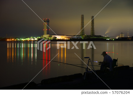 Night fishing at Futtsu Pier in Chiba Prefecture 57076204