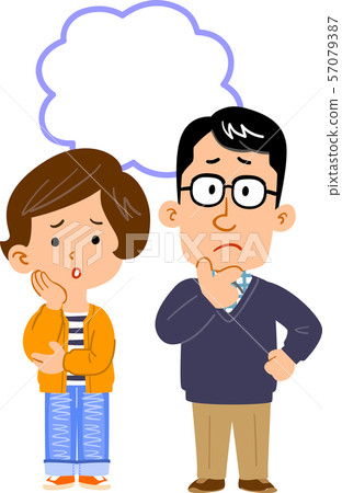 Full body illustration of couple worried about something Full body illustration of couple worried about something 57079387