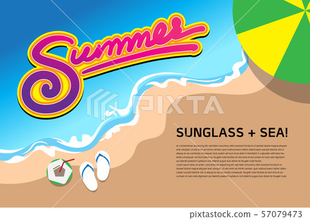 Summer custom text with sea and beach 57079473