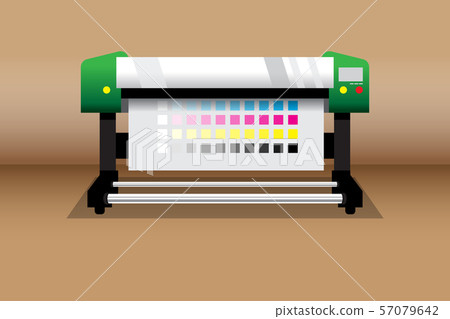 Green large printer in front of brown gradient 57079642