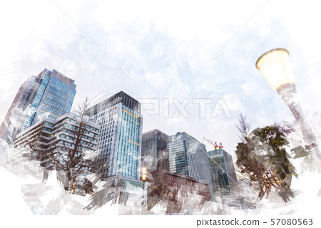 Marunouchi watercolor style of dawn Marunouchi watercolor style of dawn 57080563