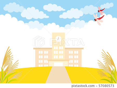 Grassland and school scenery [autumn] [background] 57080573