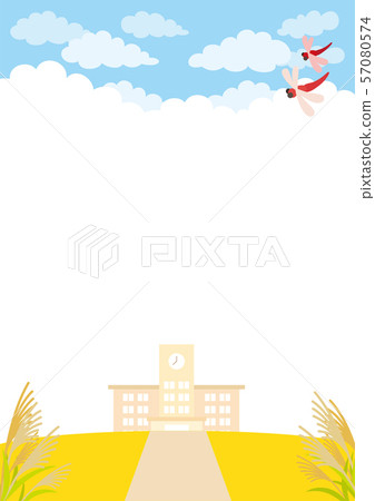 Grassland and school scenery [autumn] [background] 57080574