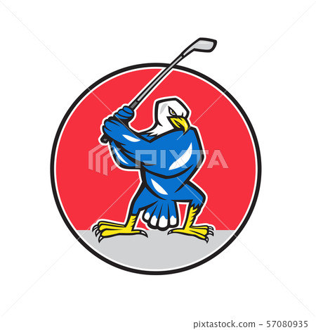 Blue Eagle Teeing Off Circle Cartoon 57080935