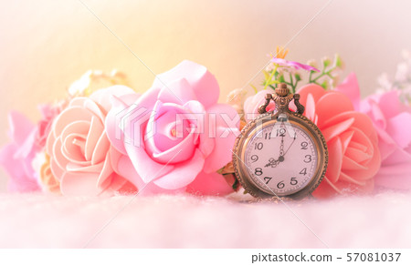 Pocket watch with rose bouquet sweet colors 57081037