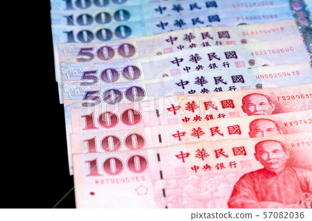 New Taiwan Dollar banknote, Cash isolated on balck 57082036