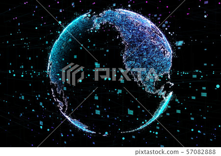 3d illustration of detailed virtual planet Earth. Technological digital globe world. 3d illustration of detailed virtual planet Earth. Technological digital globe world. 57082888