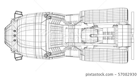 Commercial cargo delivery truck. Isolated. Created illustration of 3d. Wire-frame Commercial cargo delivery truck. Isolated. Created illustration of 3d. Wire-frame 57082930
