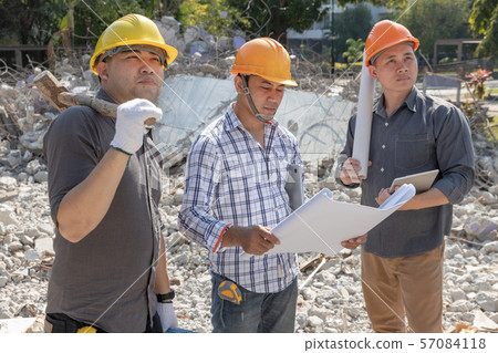 Engineer architect and worker operation control 57084118