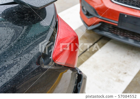 car crash accident on street, damaged automobiles 57084552