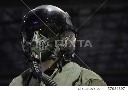 clothing for pilots or Fighter pilot suit on black 57084897