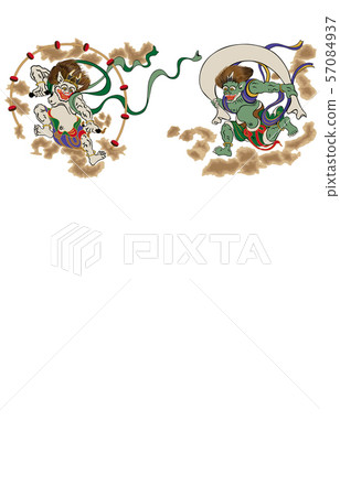風神Raijin圖垂直的白色背景垂直 57084937