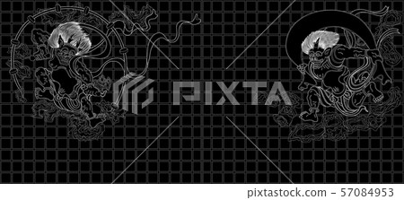 Fengjin Raijin Figure Folding Line Reversal 57084953