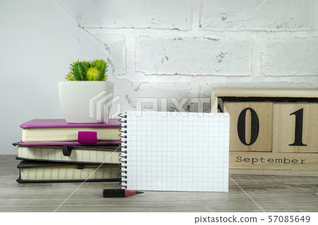 September still life with books and potted plant September still life with books and potted plant 57085649