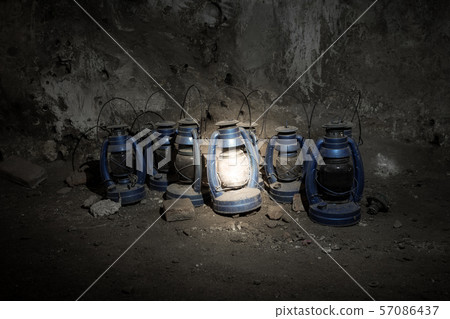 Old lamp in the cave The only light emitting. 57086437