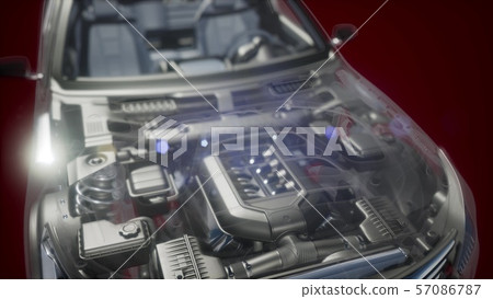 engine and other parts visible in car 57086787