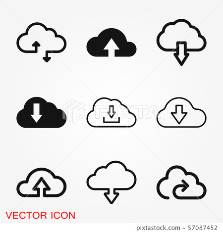 Cloud icon, outline and solid vector illustration 57087452