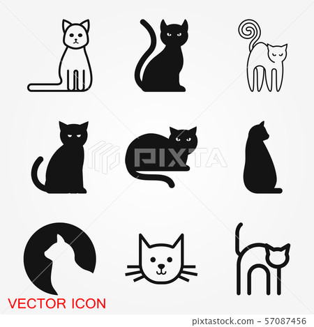 Cat Anime Logo, Icon Vector Ilustration .template. Vector