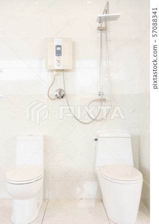 Bathroom interior with shower, water heater  57088341