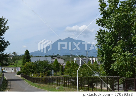View Mt. Iwaki from Hirosaki suburb in late summer 57089388