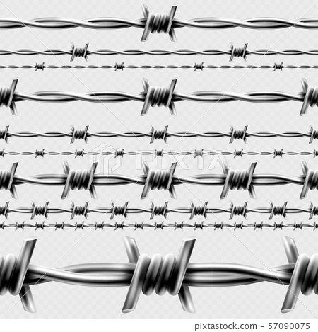 Metal barbed wire horizontal seamless border template and elements object. EPS 10 Metal barbed wire horizontal seamless border template and elements object. EPS 10 57090075