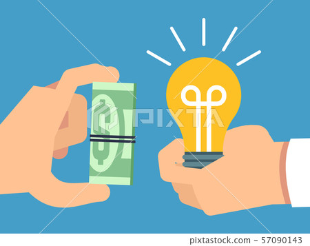 Selling ideas for money, creative thinking and money flat vector illustration 57090143