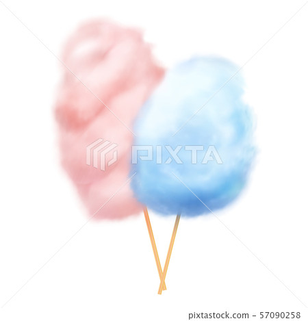 Pink and blue realistic cotton candies with stick vector illustration Pink and blue realistic cotton candies with stick vector illustration 57090258