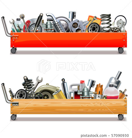 Vector Toolbox Cart with Car Parts 57090930