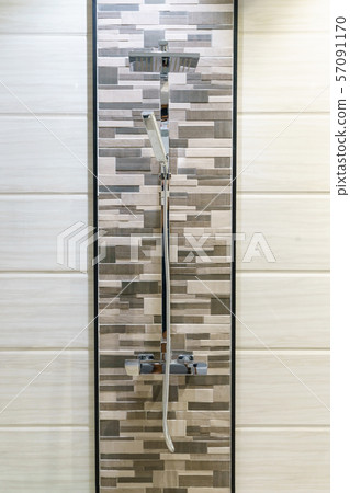 Interior of modern shower head in bathroom at home Interior of modern shower head in bathroom at home 57091170