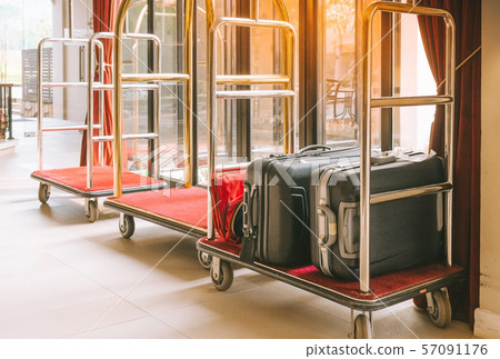 Hotel luggage cart / baggage trolley in the hotel Hotel luggage cart / baggage trolley in the hotel 57091176