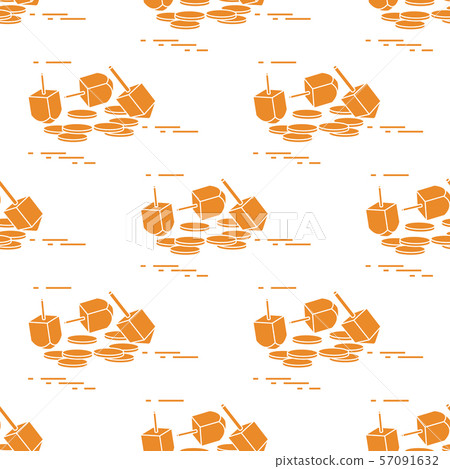 Seamless pattern with dreidel, sevivon, coins Seamless pattern with dreidel, sevivon, coins 57091632