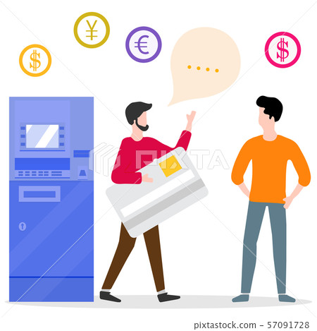 ATM, man with bank card, male assistant Finance 57091728