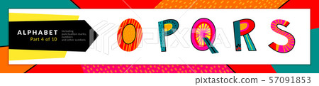 Font and alphabet. Vector stylized colorful o, p, q, r, s letters set. Typography design and Font and alphabet. Vector stylized colorful o, p, q, r, s letters set. Typography design and 57091853