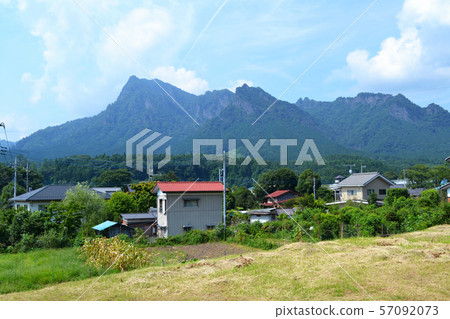 Mt. Myogi and houses in Annaka-shi, Gunma 57092073