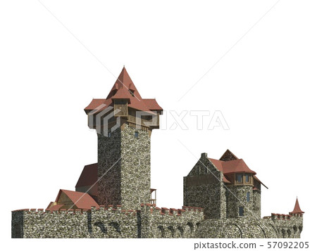 Fairy Tale Castle Isolated on White Background... - Stock Illustration ...